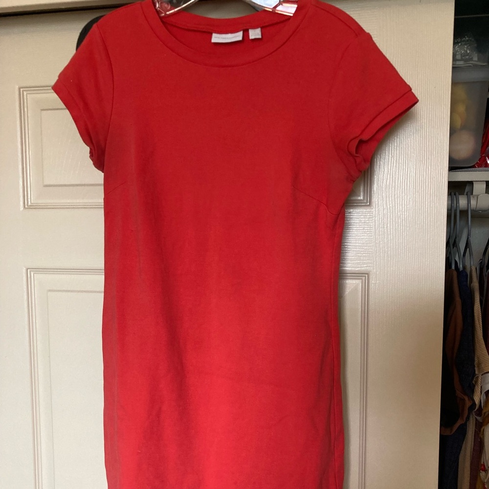 New York & Company Orange-Pink T-Shirt Dress